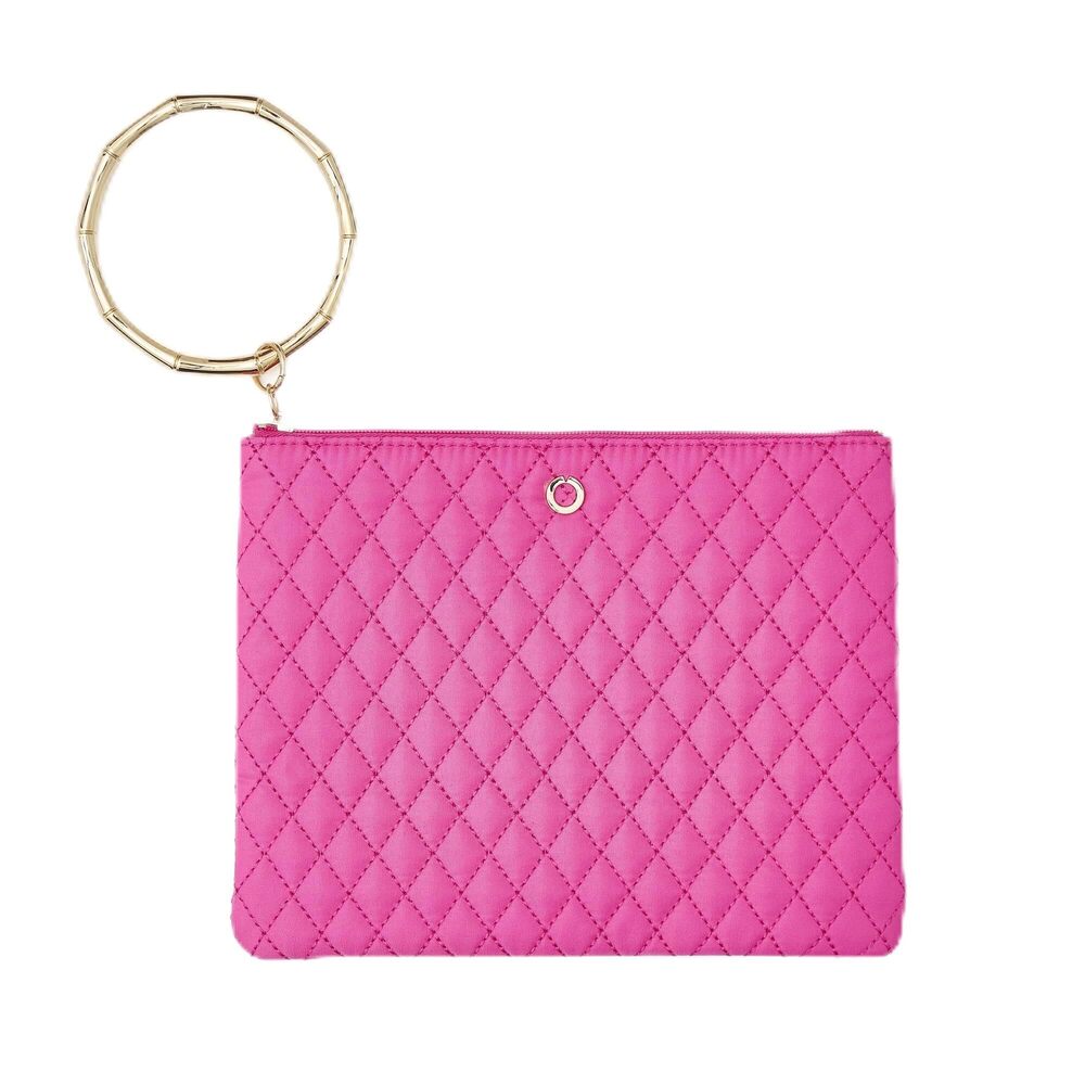 3582 Bracelet Pouch – Pink Clutch Bag with Bamboo Bangle Zip, Stylish